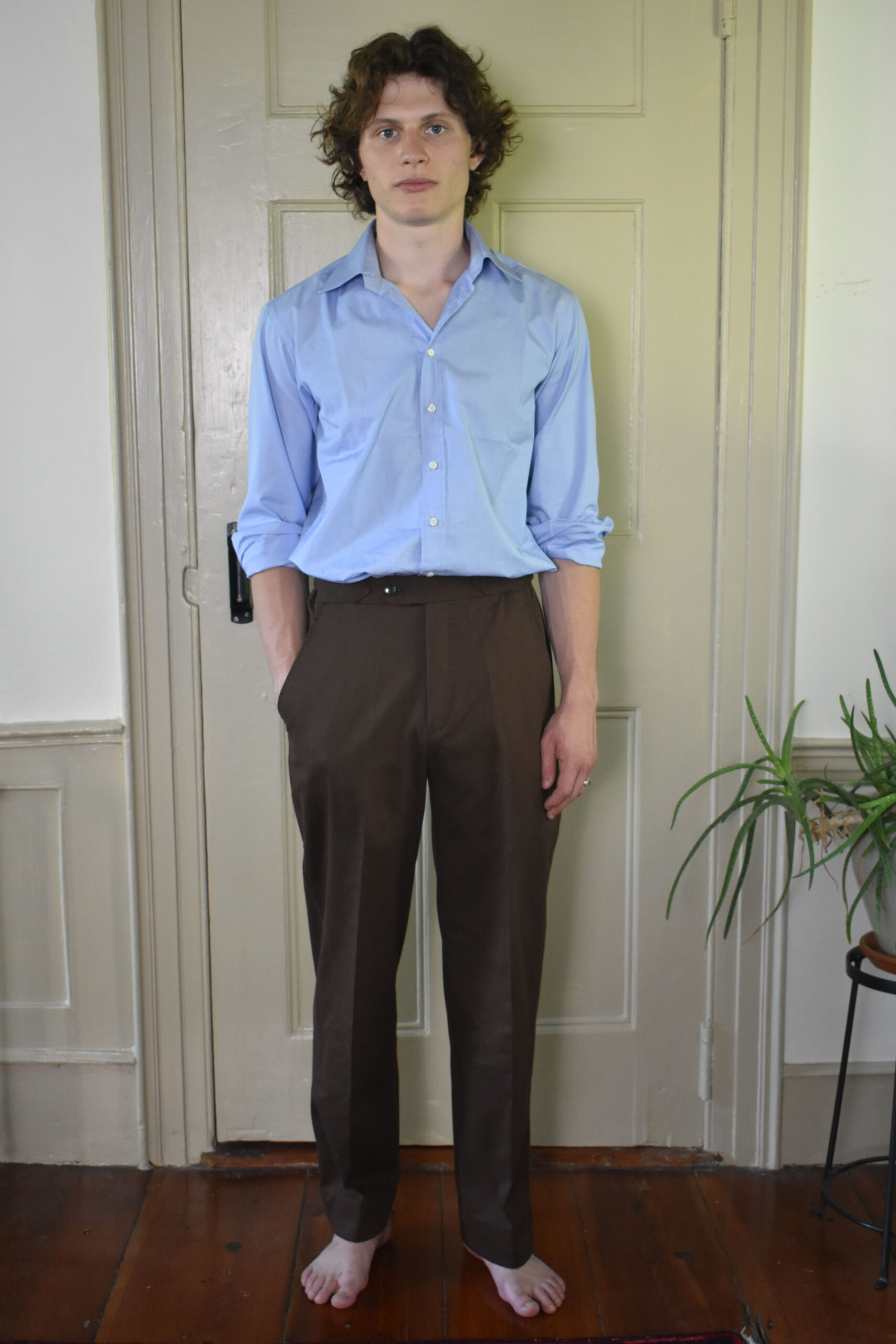 COFFEE CADET'S STRAIGHT PANTS IN BRUSHED COTTON TWILL 1 COFFEE CADET'S STRAIGHT PANTS IN BRUSHED COTTON TWILL