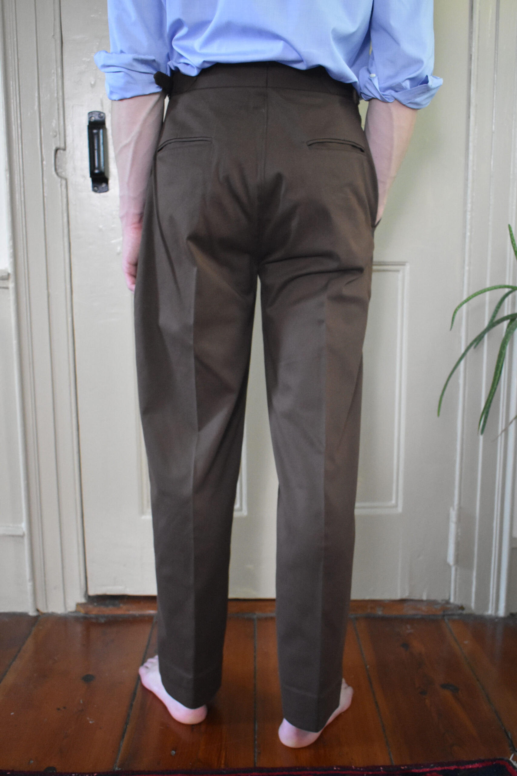 COFFEE CADET'S STRAIGHT PANTS IN BRUSHED COTTON TWILL 4 COFFEE CADET'S STRAIGHT PANTS IN BRUSHED COTTON TWILL - Image 4