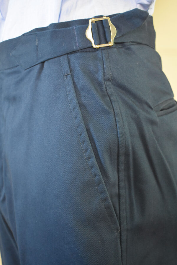 SIMPLE TAPERED NAVY PANTS IN BRUSHED PEACH-SKIN COTTON TWILL - Image 5