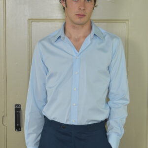 HAND-SEWN SHIRT IN PLAIN BLUE 120s 2-PLY POPLIN