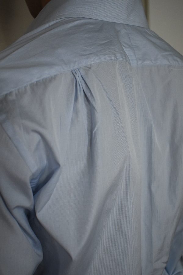 HAND-SEWN SHIRT IN MICROCHECK BLUE 120s 2-PLY POPLIN 5 HAND-SEWN SHIRT IN MICROCHECK BLUE 120s 2-PLY POPLIN - Image 5