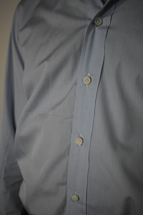 HAND-SEWN SHIRT IN MICROCHECK BLUE 120s 2-PLY POPLIN 7 HAND-SEWN SHIRT IN MICROCHECK BLUE 120s 2-PLY POPLIN - Image 7