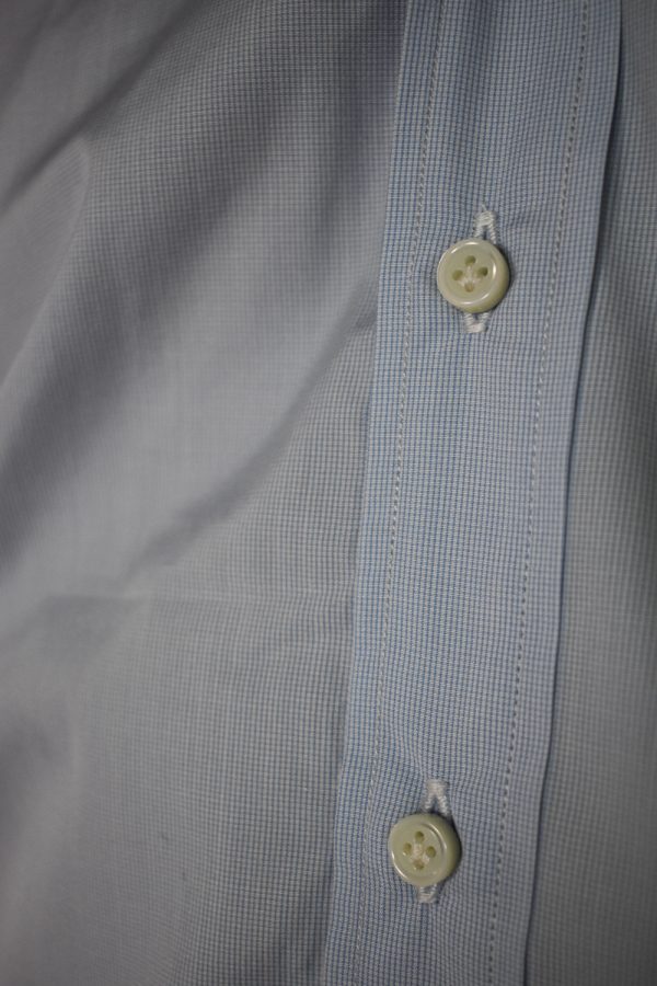 HAND-SEWN SHIRT IN MICROCHECK BLUE 120s 2-PLY POPLIN 8 HAND-SEWN SHIRT IN MICROCHECK BLUE 120s 2-PLY POPLIN - Image 8