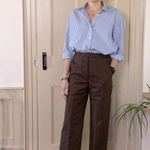 COFFEE STRAIGHT PANTS IN BRUSHED COTTON TWILL